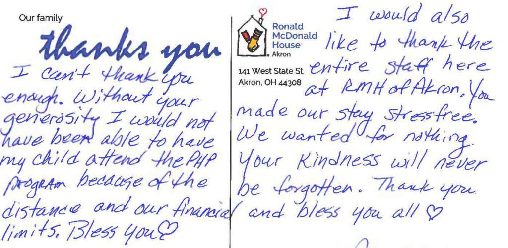 hand written thank you postcard