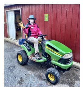 Bobbe Katzman on her tractor