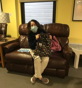 A mom enjoying the Family Room