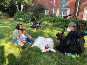 Adelaida, Kaiden and Sochi take a break from filming