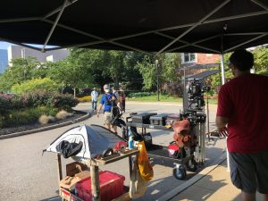 film crew outside RMH Cleveland