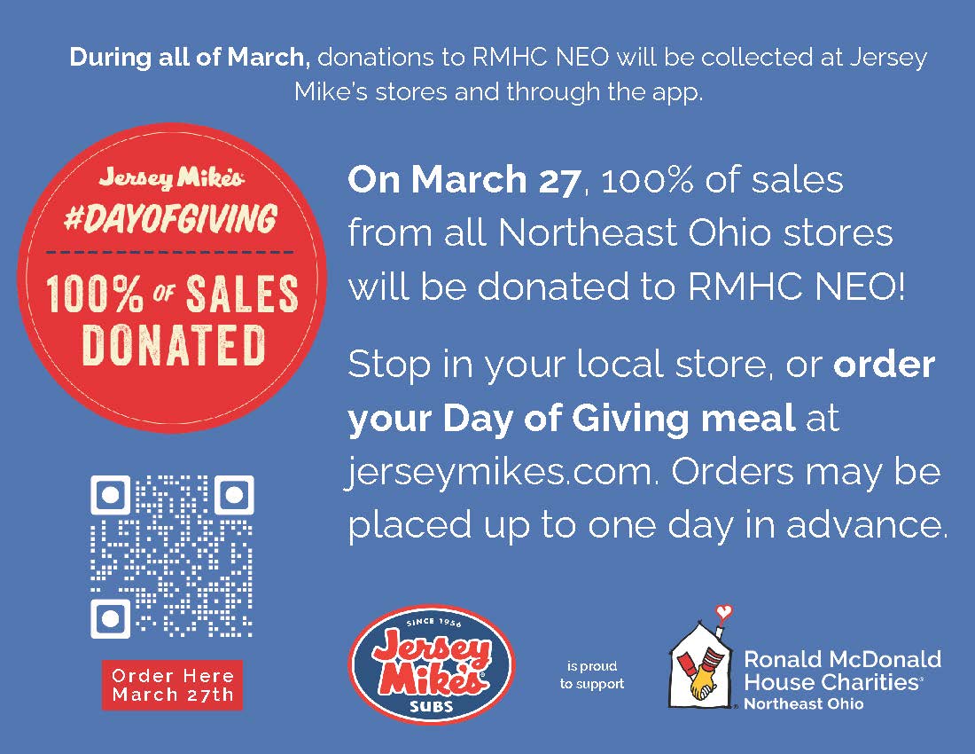 text filled document with info on March 27 Jersey Mike's Day of Giving