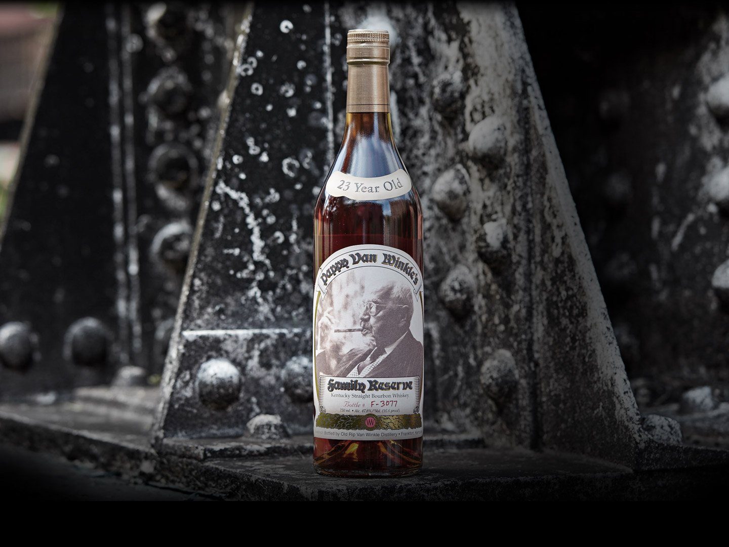 Photo of a bottle of Pappy Van Winkle's Family Reserve 23-year 95.6 proof bourbon