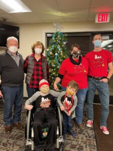 The Stenz family celebrates Christmas in 2021 at the Akron Ronald McDonald House