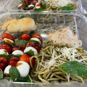 pesto and skewers