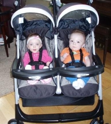 twins in stroller